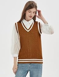 Gihuo Women's V Neck Trendy Sweater Vest Cable Knit