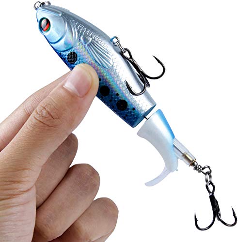 Jolicobo 5 Pcs Bleistift Popper Wobbler Kunstköder Angelköder Set 10cm Swimbait Kunstköder mit 2 Drillingshaken… – Bild 5