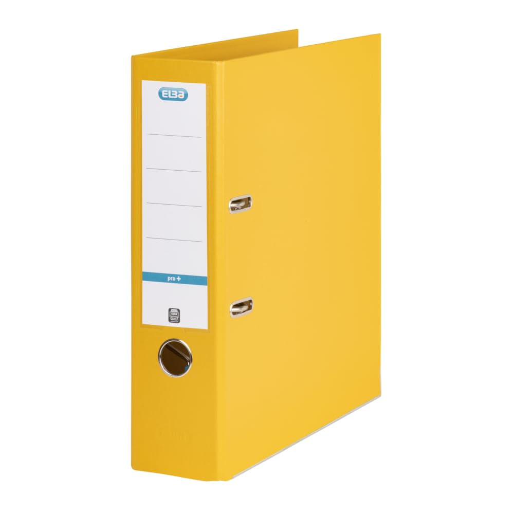 Elba A4 Lever Arch File, 570 Sheet Capacity, 80mm spine, Strongline Plastic on Board, Single, Yellow