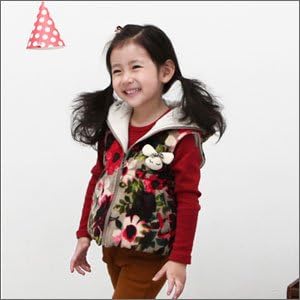 Amazon Co Jp アウターセール フラワーパディングベスト 長袖 ジュニア キッズ 女の子 90cm 100cm 110cm 1cm 130cm 女の子 キッズ パディングベスト冬物 服 ファッション小物