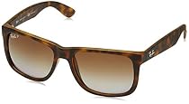 Ray-Ban Men's 0RB4165 Justin Polarized Sunglasses, Havana Rubber, 55mm