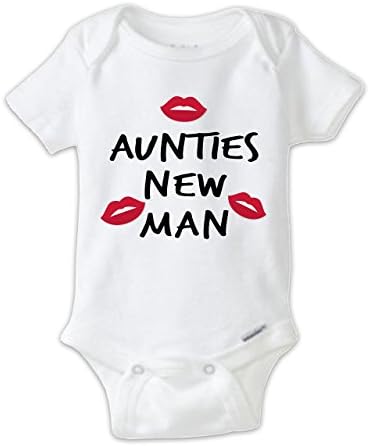 Juju Apparel Aunties New Man Bodysuit, Auntie Onesie, Auntie Bodysuit, Baby Shower Gift (0-3 Months)