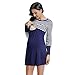 Women Striped Patchwork Nursing Midi Dress,Crytech Maternity Double Layer Round Neck Side Ruched Pregnancy Sleepwear Nightgown for Breastfeeding Convertible Hospital Delivery Gown (Small, Navy)thumb 2
