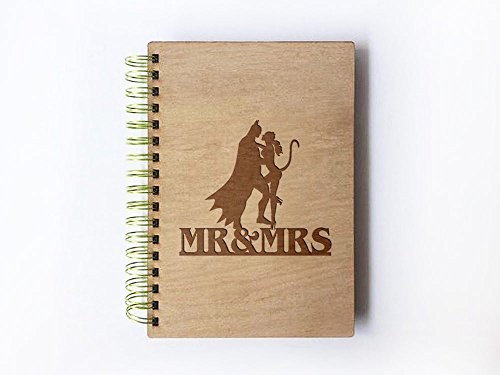 Wedding Guest book (wood) - notebook - Batman and Catwoman