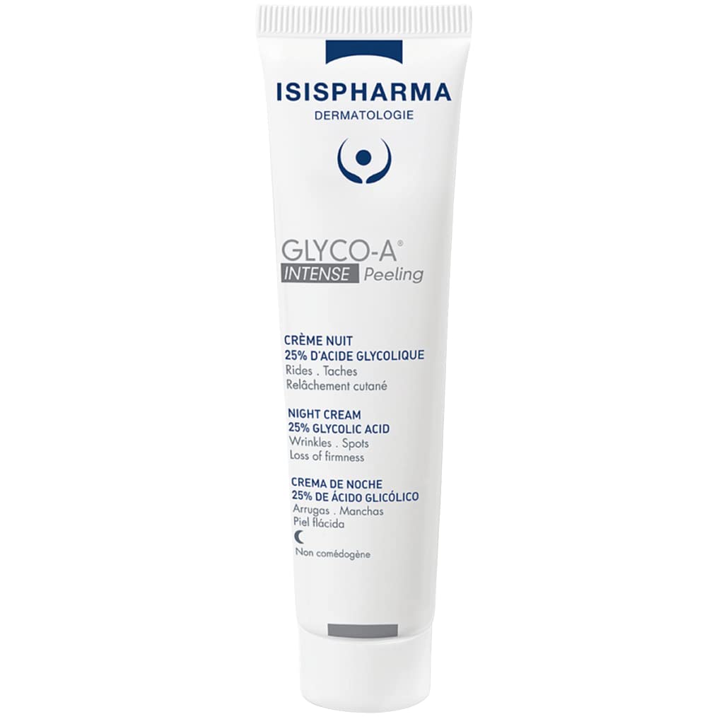 ISISPHARMA GLYCO-A Intense Peeling - Night Cream with 25% Glycolic Acid for Mature Skin - Smoothes, Evens and Tones the Skin - Anti-Spot and Anti-Aging Effect - Made in France