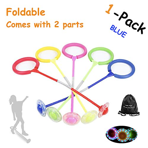 Todos Aman Foldable Flashing LED Skip Swing Jumping Wheel, Cool, Health, Fun, Sports, Fitness, Exercise, Coordination, Balance, Fat Burning for Both Adults and Kids, Great Gift Choice (1-Pack, Blue) - Thumbnail 3