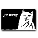 Burning Love Short Plush Material Angry White Cat Go Away Printed Doormat , Non-slip Doormats, Size40X60CM.