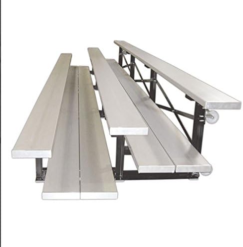 First Team Sports Fanstand Indoor Tip-N-Roll Bleacher 3 Row, Double Foot Plank, 9' Length FAN3-2FP-TNR-9