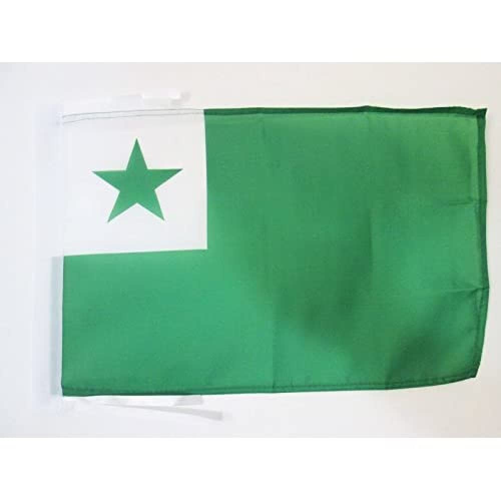 AZ FLAG - Esperanto Flag - 18'' x 12'' - 100% Polyester international auxiliary language Small Banner with Two Cords - Fade Resistant - Vivid Colors - 18x12 in - 45x30 Cm — image 1
