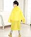 Children's Rain Ponchos with Waterproof Hood and Sleeves for Ages 6-12 - Reusable (2-Pack, Yellow)