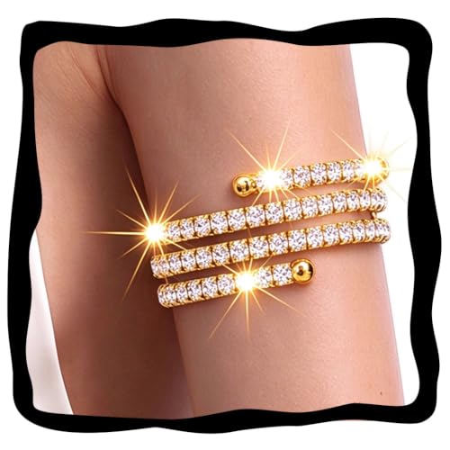 Jovono Rhinestone Arm Cuff Gold Layered Crystal Bracelet for… at Amazon