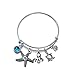 Majesto Sea Turtle Octopus Starfish Beads Expandable Wire Bangle Charm Bracelet Adjustable for Women Teens Gift