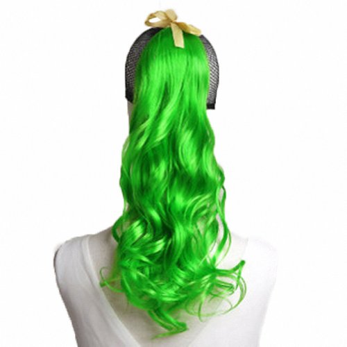 MapofBeauty 20″/50cm 2 Pack Curly Ponytail Long Wavy Hair Fashion Hair Accessories (Fluorescent Green)