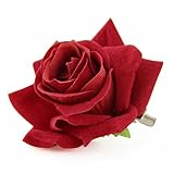 QtGirl Fabric Rose Hair Clips Flower Brooch for Women Teens at Party Ball Wedding (Red)