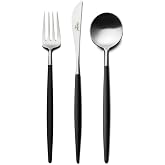 Cutipol GOA Black/silver Series Home Dinner Flatware Cutlery Set of 3 Pcs, Spoon, Fork, Knife, Professional Cutlery Brand