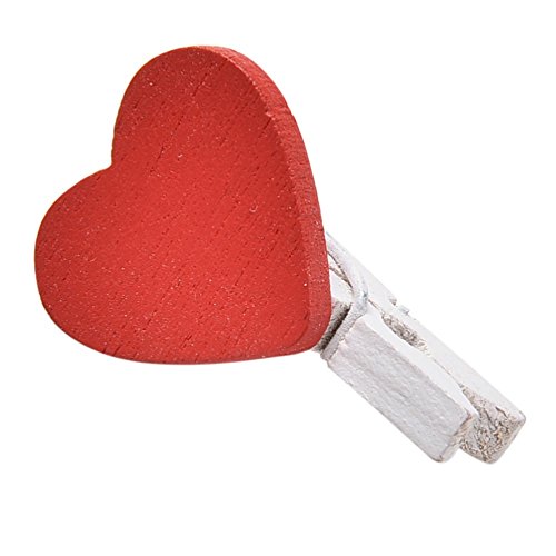 20PCS New Office Accessories Cute Mini Red Lover Heart Shaped Wooden Clips Memo Clip