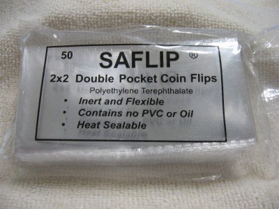 100 Double Pocket 2x2 SAFLIP Safety Coin Flips E&T Kointainer