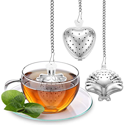 Senbowe 3 Pack Stainless Steel Tea Infuser Tea Strainer, Tea Infuser Threaded Connection 18/8 Stainless Steel with Extended Chain Hook to Brew Loose Leaf Tea& Herbal Teas- Great Gift for Tea Lovers