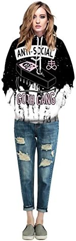 Hoodie, MagiQK Halloween Goth Gang Sweatshirts, Funny 3D Printing Street Snap Lover's Hoody, ANTI SOCIAL Pullover (L/XL, Women)