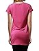 Allegra K Lady Round Neck Short Sleeve Cat Prints Loose Tunic Top L Fuchsia