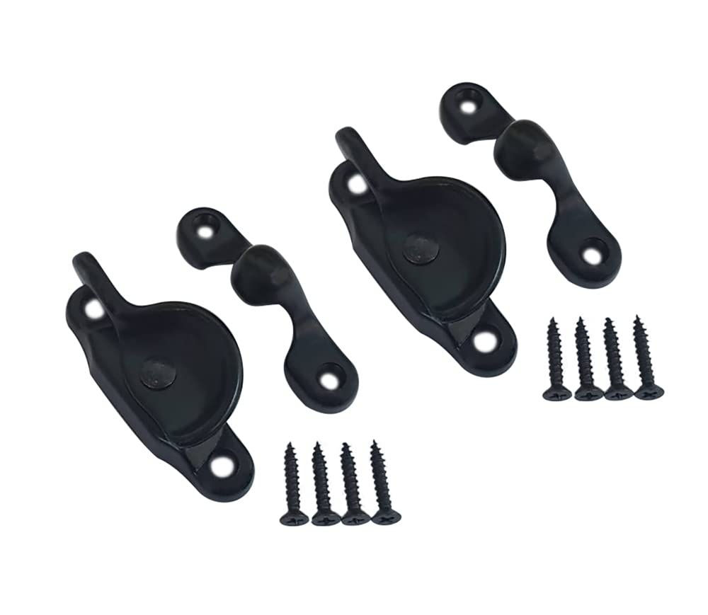 QCAA Forged Brass Sash Lock in Solid Brass, CTC 2", Matte Black, 2 Pack