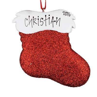 Stocking Personalized Christmas Ornaments 2023 - Fast & Free 24h Customization – Red Glitter Stocking Christmas Decorations with Name - Comes Gift-Wrapped