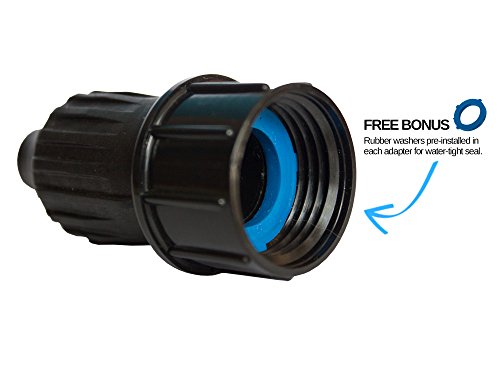 3 Pack 1/2 Inch Drip Irrigation Tubing to Faucet/Garden Hose Adapter: Power-Loc Reusable Universal Fitting For Any Rain Bird, Orbit, Dig, Toro 1/2 or 5/8 Tubing x 3/4 FHT - PLUS Washers