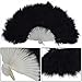Wobe 20s Vintage Feather Fan Flapper Dance Roaring Gatsby Burlesque Handheld Marabou Feather Fan Flapper Accessories (Black)