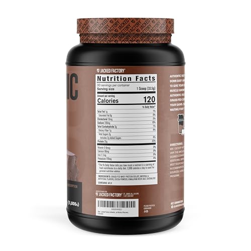 Jacked Factory Authentic ISO Grass Fed Whey Protein Isolate Powder - Low Carb, Non-GMO Muscle Building Protein w/No Fillers, Post Workout Recovery, Chocolate