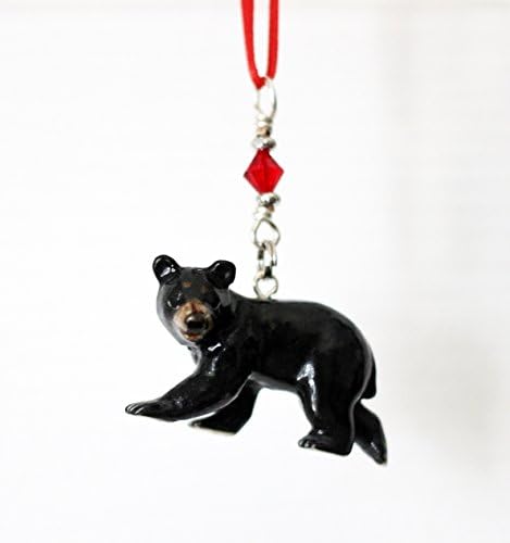 Small Black Bear Christmas Ornament Porcelain Wild Animal Charm