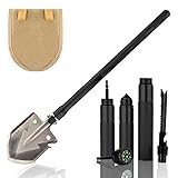 KP Solution Chico Group Folding Camping Survival Shovel, Entrenching Multi Tool, for Backpacking, Gardening (Black)