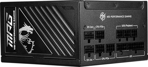 Msi Mpg A1250Gs Pcie5 Power Supply Unit, 1250W, 80 Plus Gold, Atx 3.1, Pcie 5.1 Gpu Support, Dual-Native 12V-2X6, Cables With Dual-Color 12V-2X6 Connectors, Atx Psu, Embossed Jacket Cables - View 11