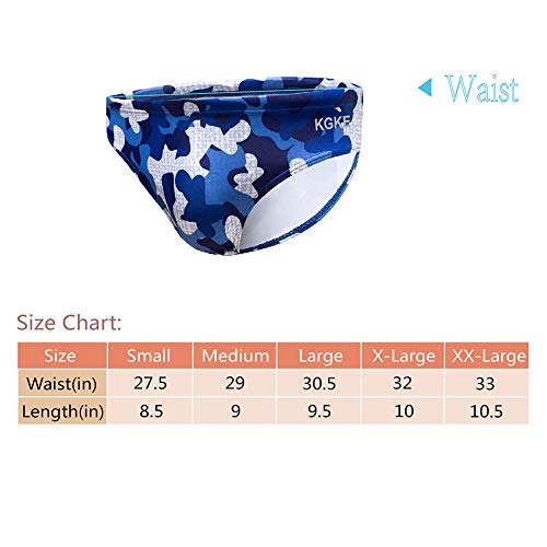 KGKE Mens Sexy Swim Briefs Camo Pattern Bikini Swimsuit for Men (Blue Camo, L) - Thumbnail 5