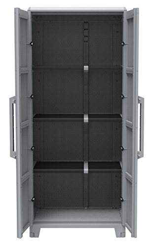 Kreher Gartenschrank aus Kunststoff. Mit modularen Böden, abschließbaren Türen und Metallscharnieren. IP43 geprüft in 3…