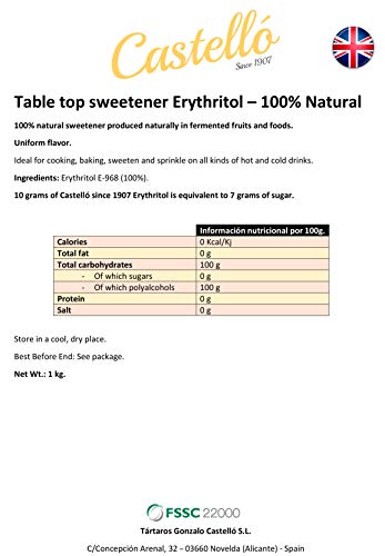 Zoetstof Erythritol - Gegranuleerde - Natuurlijke Suikervervanger - Geen GMO - 0 Glycemische Index - Keto en Paleo… - Afbeelding 4