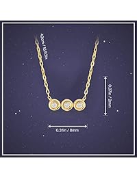 Colgante de oro amarillo de 14 quilates de 0,03 quilates con tres piedras solitarias y diamante para mujer, 18.0 in, joyería fina para regalo de cumpleaños y aniversario