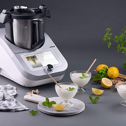 TotalChef RK7 Küchenmaschine mit WLAN, Multifunktions Küchenroboter mit Kochfunktion, Kochroboter 30 Funktionen, 4.5L, 7-Zoll-Touchscreen, Interaktives Rezeptbuch, Amazon-Exklusiv,Silber / Weiss