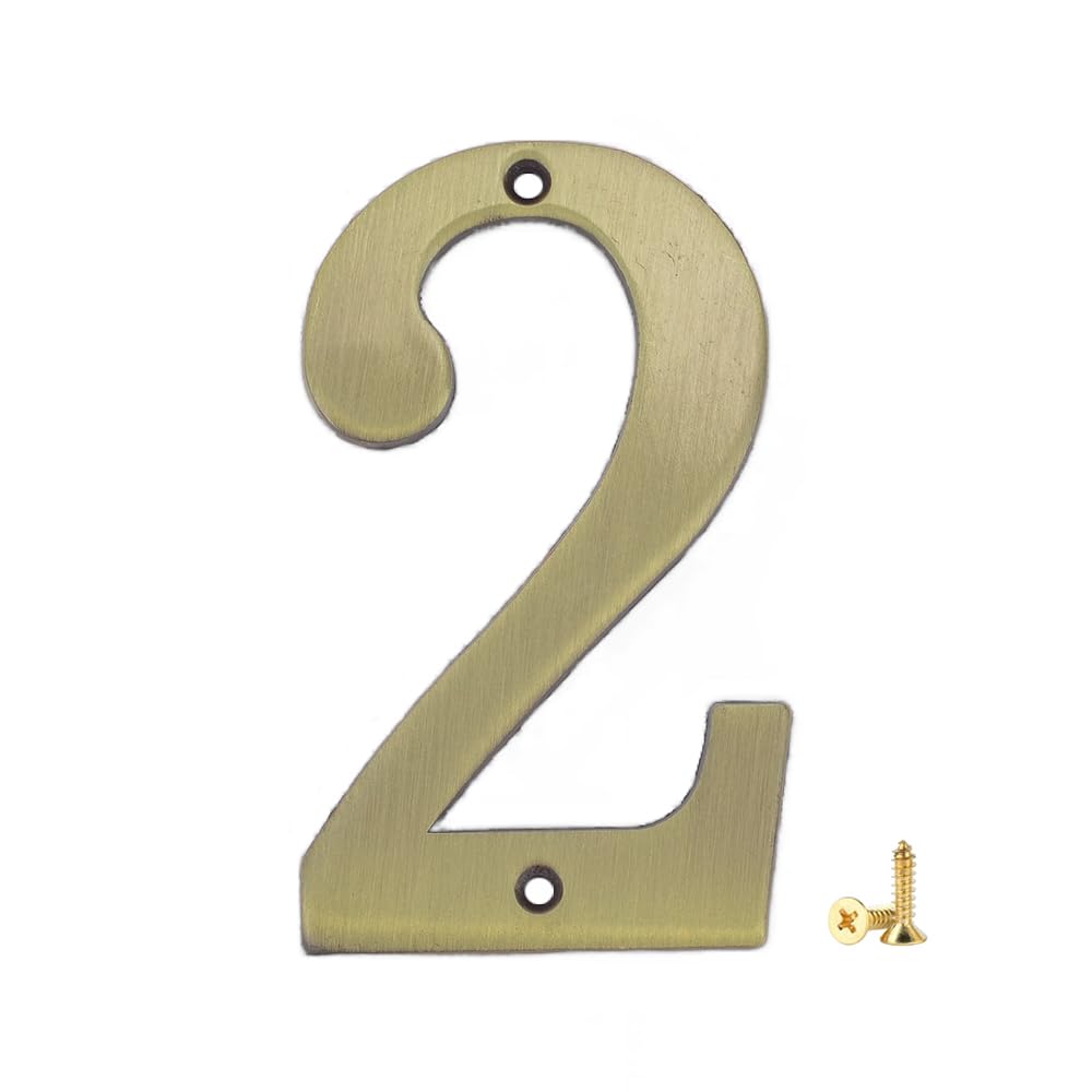 Photo 1 of 1Pcs 3Inch Metal House Numbers with M2 Screws Solid Zinc Alloy Mailbox Numbers for Outside, 3D Address Numbers for House, Apartment, Office, Hotel Room, Mailbox Signs (Bronze, No.2)