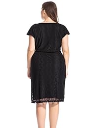 Chicwe - Vestido de encaje, con cuello en V, largo hasta la rodilla, informal, para mujer