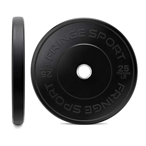 OneFitWonder 230lb Black Bumper Plates Set (10/25/35/45lb Pairs) - Weight Plates with Low Bounce for Strength Training, Olympic Weight Lifting, Powerlifting, Garage Gym