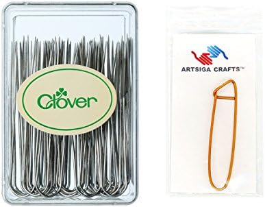 Clover Needlecraft Fork Blocking Pins 40/Pkg Bundle with 1 Artsiga Crafts Stitch Holder 3163