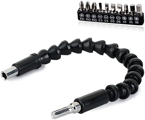 1/4" 295mm Flexible Shaft Universal Electric Drill Electric Screwdriver Extension Connecting Link with Screwdriver Head Set