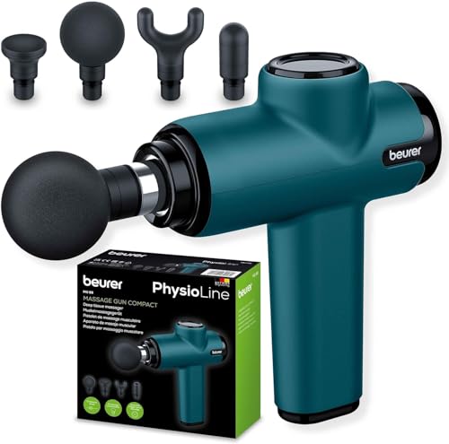 Beurer MG 99 pistolet de massage maniable avec 4 accessoires, massage puissant des points de déclenchement, relâchement des tensions, appareil de massage musculaire compact avec 5 niveaux d'intensité
