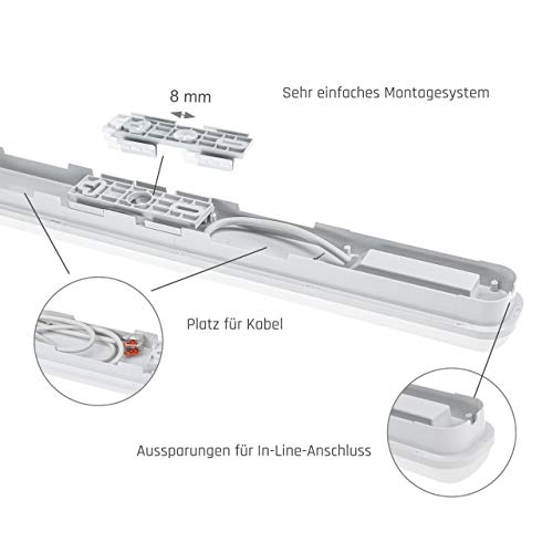 LED Feuchtraumleuchte Limea GO 120cm 50W 6000 lm, IP65 4000K Neutralweiß Wannenleuchte weiß – Bild 6