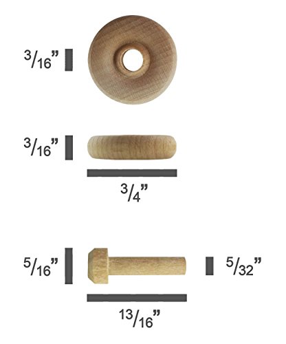 Wood Wheels - 100 Pack with Free Axle Pegs - Made in USA (.75" Diameter)