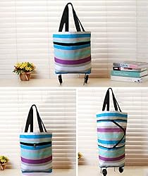 Foldable Shopping Bag with Wheels Collapsible