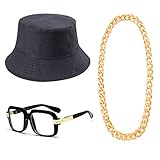 80s/90s Hip Hop Costume Kit- Cotton Bucket Hat,Big