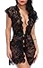 Valila Womens Lace Kimono Robe Babydoll Lingerie Mesh Nightgown(Black,L)