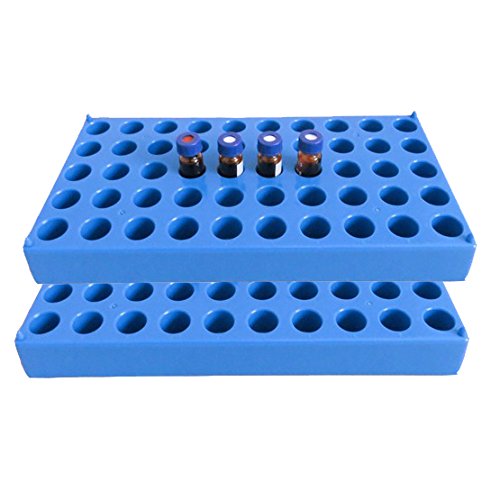 2PCS Vial rack, single blue holds 50 standard 12 mm 2 mL vials, stackable, 1.5ml 2ml Tube Rack