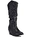 Qupid MUSE-01 Western Cowboy Inspired Slouchy Mid Calf Knee High Stacked Heel Boot ZOOSHOO